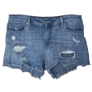 Just USA High Rise Ripped Jean Shorts Cutoffs Festival Boho Style Denim Size 30